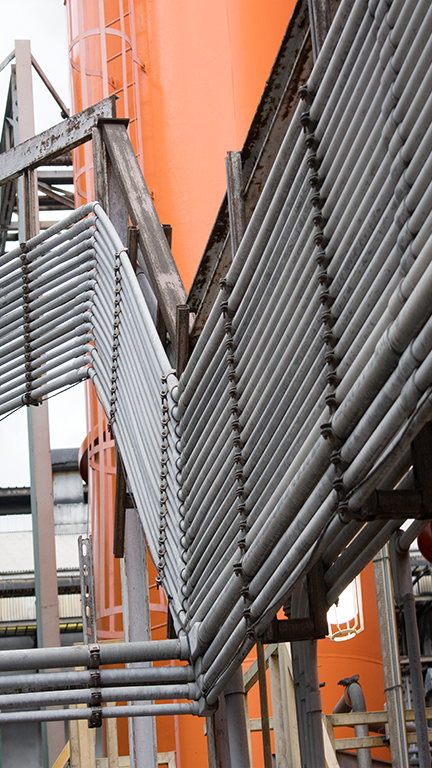 Installed industrial wire pipeline and conduit runs
